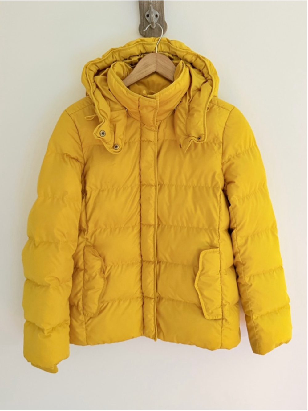 J.Crew Sunshine Yellow Down Puffer Jacket Medium Hooded